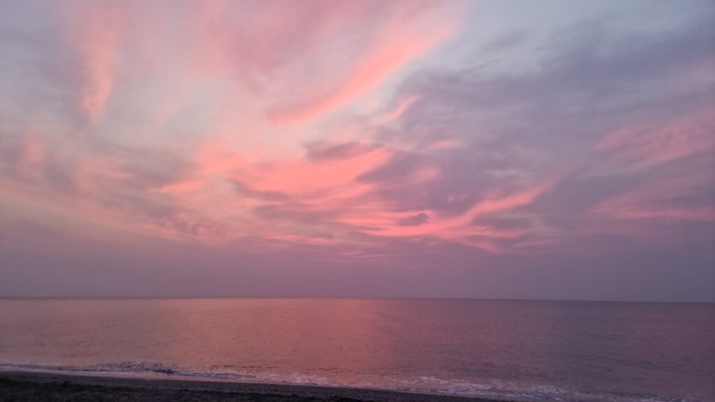 morning meditation sunrise pink